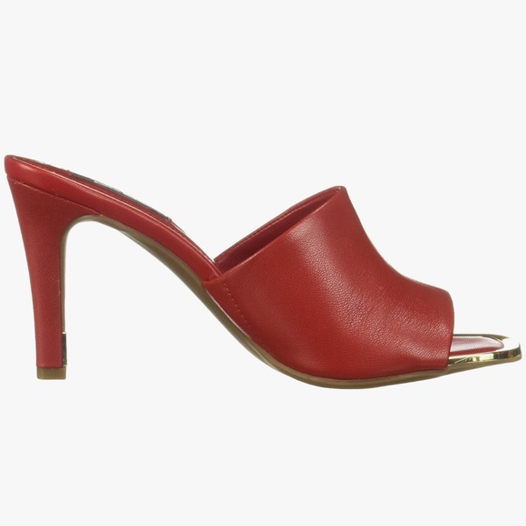 DKNY Women's Open Toe Fashion Red Leather Pump Heel Sandal Size 9 - Picture 5 of 5